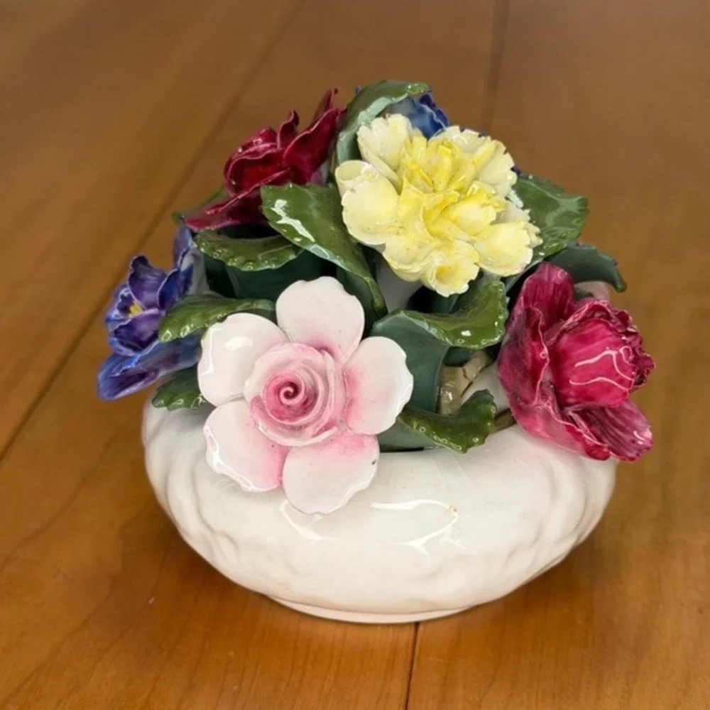 Aynsley Bone China Floral Bouquet – England Roses Pansies Carnations 3.5
